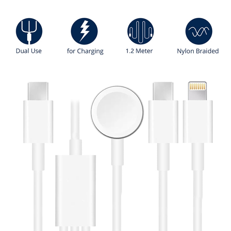 Apple Watch & iPhone & Phone Type-C 3 in 1 Type-C Charging Cable 4ft/1.2m